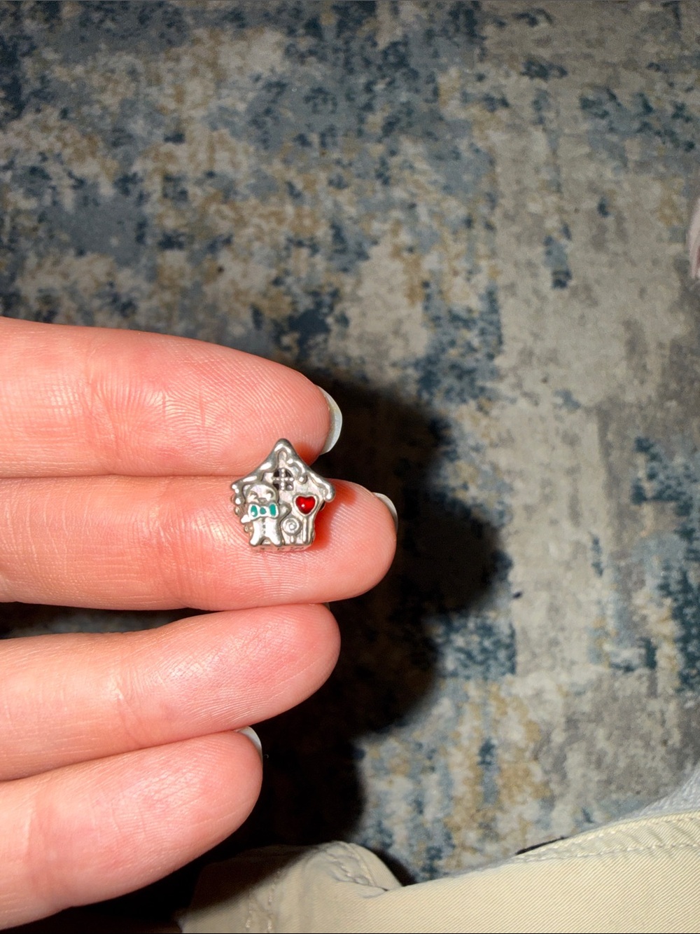 Pandora Silver Christmas House Charm with Red and Teal Accents